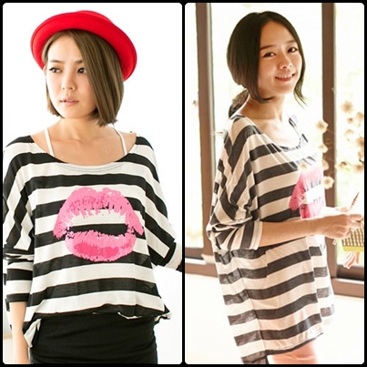  Wear loose cotton long sleeve striped skin a big mouth &quot;Joob&quot; has two colors Code: catworld: 11303150.