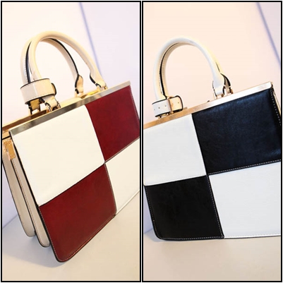 กระเป๋าหนังPU ทรงสี่เหลี่ยม โทน2สี4ช่อง (มีสีแดง/ดำ)  รหัสสินค้า  : ailiyo :   B-0183          