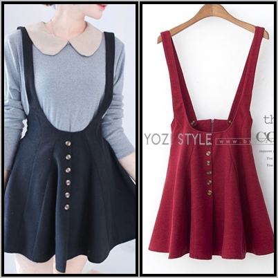  A bib breasted women cotton dress waist thick stretched. The zipper on the back (red / black) Code: yozi: AI260.