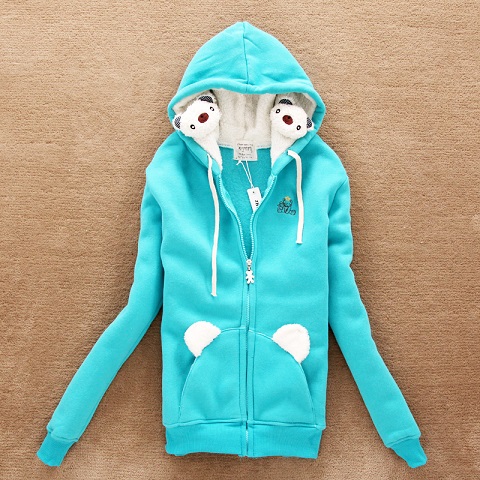  Korean fashion sweater Bear with hood and 2 zipped swipe with white / red / blue / yellow.