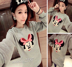  Wear long-sleeved cotton dress embroidered Mickey Mouse cute gray.