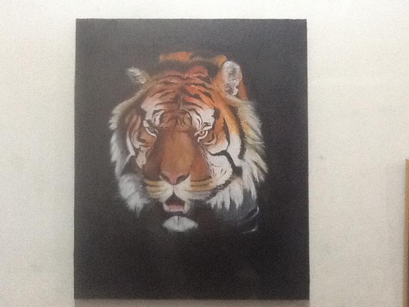 หน้าเสือสีอคลีลิคบนแคนวาสขนาด50x60cm