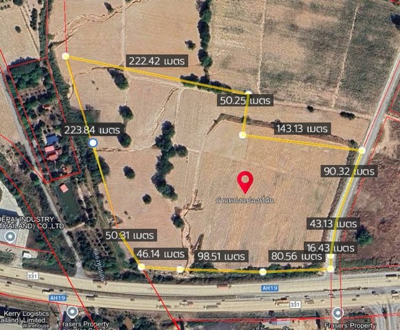 ขายที่ดินสวยศรีราชาชลบุรี ขายที่ดินติดเส้น331 บ่อวิน  เนื้อที่ 36 ไร่ 55 ตรว. ผังสีม่วงลาย