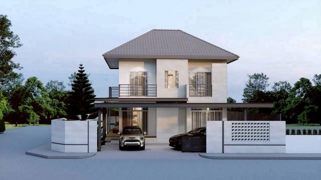 บ้านเดี่ยว 2 ชั้น โมเดิร์นลักชูรี่ แปลงมุม โครงการ กุลพันธ์วิลล์9 หางดง 