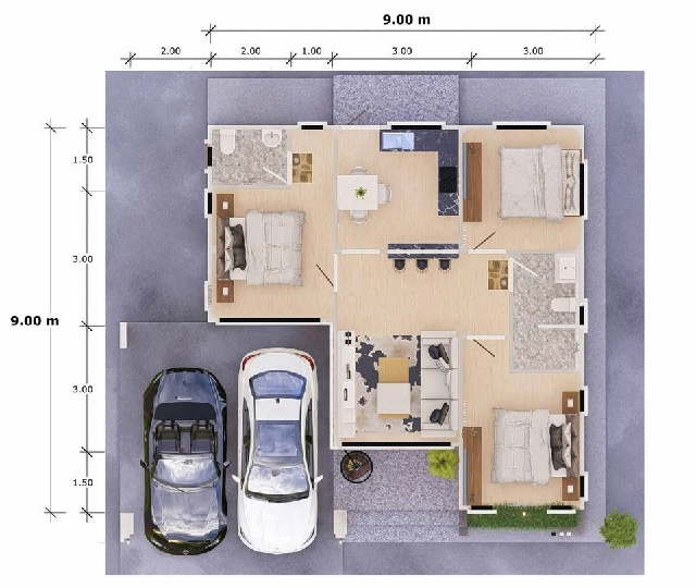 อยู่สบาย พร้อมเฟอร์ 95 ตร.ม.บ้านเดี่ยวสไตล์นอร์ดิก ใหม่ โปร่งโล่ง แม่กลอง  24 ตร.วา. รพ.สมุทรสงคราม 7.1 กม.3 นอน 2 น้ำ