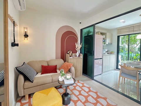 ID :  Sub1327 ประกาศ-ขายดาวน์ Condominium Dcondo Calm Ramkhamhaeng 40  34 SQ.M. 1 นอน 1 BATHROOM ใกล้กับ ติดMRT สายสีส้มและสีเหลือง   ทำเลดี