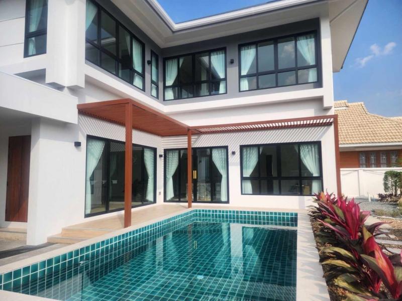 บ้านพูลวิลล่าให้เช่า 45,000 บาท/เดือน #โซนดอยสะเก็ด 98 ตรว. บ้าน 2 ชั้น ตกแต่งสวย #สไตล์โมเดิร์น (บ้านว่างพร้อมอยู่ 1 ก.ค. 68)