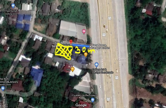 ขายที่ดิน 126ตรว.2.5ลบ. ฟรีโอน ติดหลังร้านยอดแซบ ถนนซุปเปอร์เข้าเชียงใหม่ แยกป่าแดด ต.สารภี อ.สารภี เชียงใหม่