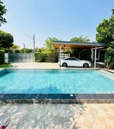 พูลวิลล่าส่วนตัว สไตล์โมเดิร์น (โซนสันนาเม็ง สันทราย) ในโครงการเงียบสงบ น้ำไม่ท่วม ใกล้ห้าง Central Festival 10 นาที