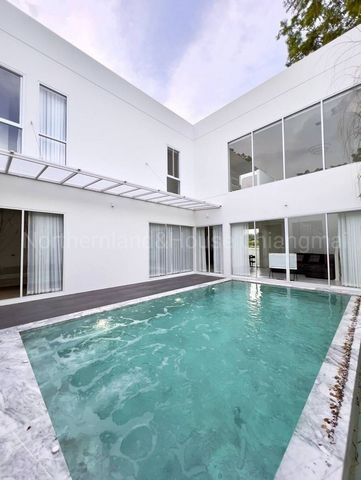 บ้านพูลวิลล่า #โซนหางดง ให้เช่า 95,000 บาท/เดือน 85 ตรว. #สไตล์โมเดิร์น #หลังกาดฝรั่ง เฟอร์นิเจอร์ครบ ตกแต่งสวย 15 นาทีจากสนามบินเชียงใหม่