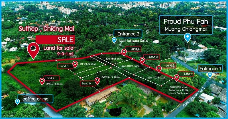 ขายที่ดินช่างเคี่ยน 9-3-1 ไร่ ต.สุเทพ อ.เมือง จ. เชียงใหม่ เดินทางไปนิมมานเหมินท์และห้างเมญ่า 2.7 km. ใกล้ พราวภูฟ้า รีสอร์ท