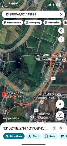 ขายที่ดินริมแม่น้ำบางปะกง อำเภอบ้านสร้าง จังหวัดปราจีนบุรี เนื้อที่ 7 ไร่ 62 ตารางวา