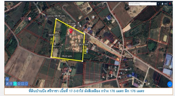 ที่ดินราคาถูก บ้านบึง ไร่ละ 1.55 ล้าน เนื้อที่ 17- 3- 61 ไร่ วาละ 7,161 บาท บ้านบึง ศรีราชา ชลบุรี