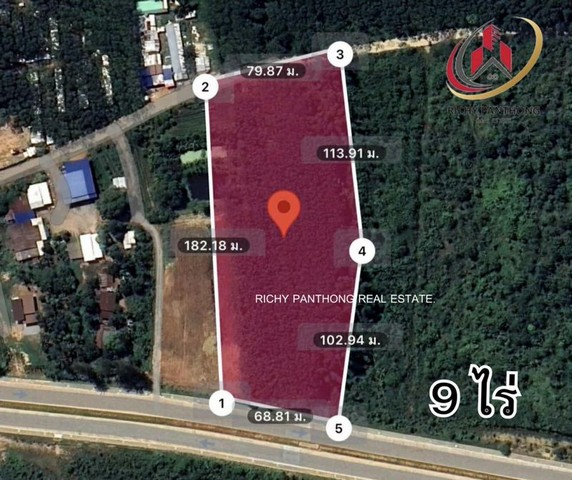 ขายที่ดินเปล่า แปลงสวย เนื้อที่ 9 ไร่  ตำบลห้างสูง อำเภอหนองใหญ่ จังหวัดชลบุรี