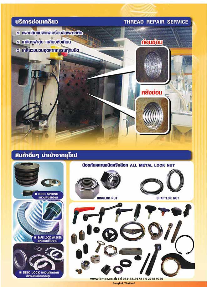 Sight glass ตาแมว Amecoil thread insert, Schnorr cup spring