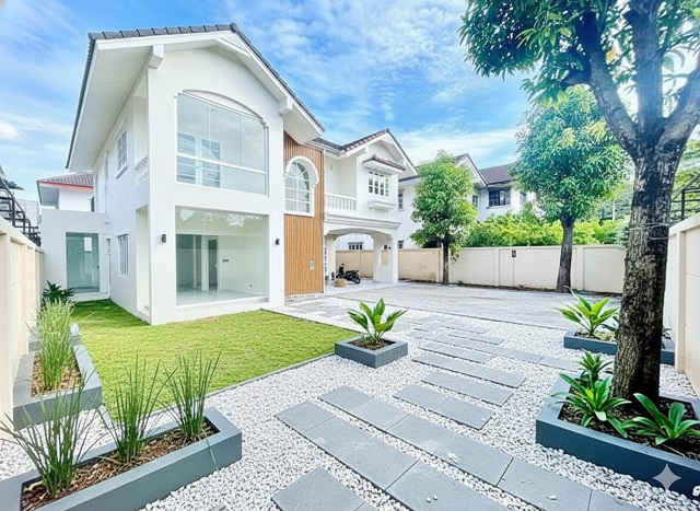 ตลาดซีรอ 700ม.ให้เช่าบ้านเดี่ยว 2 ชั้น MRT น้อมเกล้า 2 กม. ใหม่ทั้งหลัง 92 ตร.วา.290 ตร.ม. 3น้ำ พร้อมสวน รร.นานาชาติฮีทฟิลด์ 2.1 กม.