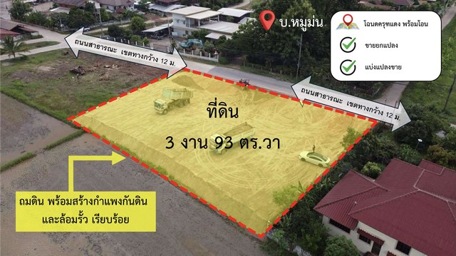 ขายที่ดิน แบ่งแปลง ทำเลดี แปลงละ 196 ตารางวา บ้านหมูม่น อ.เมืองอุดรธานี