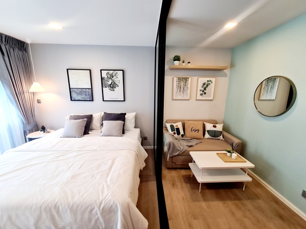  ขาย/เช่า KAVE TOWN SHIFT คอนโดฝั่งเดียวกับ ม.กรุงเทพ เดินไปเรียนได้ :: 1 ห้องนอน 1 ห้องน้ำ ชั้นสูง วิวใน