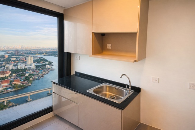 1 นอน 2 แอร์  สนามบินน้ำ ตลาดนกฮูก ให้เช่า คอนโด วิวแม่น้ำเจ้าพระยา  the Politan Rive 31 ตรม. 