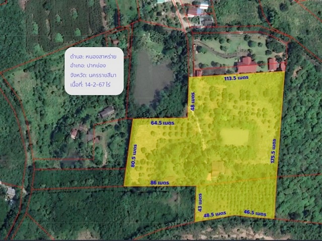 ขายที่ดินสวยบนเนินเขา ปากช่อง 14-2-67 ไร่ หรือ 5867 ตารางวา แถมบ้าน 3 หลัง วิวสวย อากาศดี น้ำไม่ท่วม ขาย 35 ล้าน