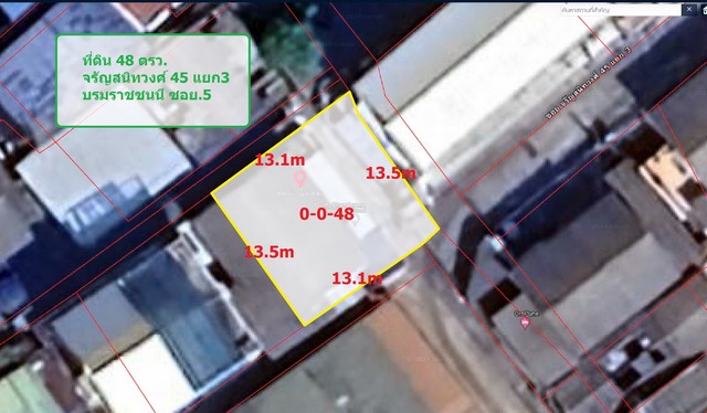  ขายที่ดิน    48 ตรว. ใกล้เซ็นทรัลปิ่นเกล้า ราคา 4.8 ลบ.บรมราชชนนี5 หรือ จรัญสนิทวงศ์45 แยก3 ใกล้เซ็นทรัลปิ่นเกล้า ที่ดินสวย แถมบ้าน จะรีโนเวทหรือทุบทิ้งสร้างใหม่ก็ได้ เข้าออกได้หลายทาง เข้าทางจรัญสนิทวงศ์45 หรือบรมราชชนนี 5ก็ได้ที่ดินอยู่ห่างถนนบรมราชชนนี เพียง 350เมตร ใกล้เซ็นทรัลปิ่นเกล้า เหมาะสำหรับ สร้างบ้านหรือออฟฟิศก็ได้ รถเข้าออกสะดวกพื้นที่ดินเป็นรูปส�