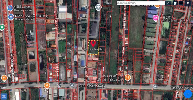 ที่ดินเปล่าหนองจอก ติดถนนมิตรไมตรี ซ.มิตรไมตรี 4 แขวงกระทุ่มราย เขตหนองจอก กรุงเทพมหานคร เนื้อที่ 1-3-29 ไร่  ที่ดินหันหน้าทิศตะวันตก ความกว้างและลึกที่ดินโดยประมาณ กว้าง 68 เมตร ลึก43 เมตรพื้นที่ดินสีส้ม ย5-ย7 แปลงสวย สี่เหลี่ยมผืนผ้า ทำเลดี การเดินทางสะดวก ถนนสุวินทวงศ์ และถนนเชื่อมสัมพันธ์ เดินทางสะดวก เข้า-ออกได้หลายเส้นทางเหมาะสร้างบ้านหรือทำธุรกิจ ที่ดิน