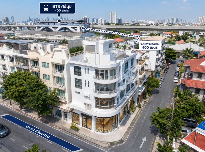 อาคารพาณิชย์ห้องมุม 4.5 ชั้น อ่อนนุช 48–58 2 คูหา 7 ห้องนอน 4 ห้องน้ำ ใกล้ MRT ศรีนุช 358 ม. และตลาดเอี่ยมสมบัติ 298 ม. พื้นที่ 32 ตร.ว. พื้นที่ใช้สอย 492 ตร.ม. พร้อมดาดฟ้า ทำเลติดถนนอ่อนนุช เหมาะสำหรับโชว์รูม คลินิก คาเฟ่ และสำนักงาน 59,999–64,999 บาท/เดือนOnnut 48–58 Corner Commercial Building 4.5 Storeys 2 Combined Units 7 Bedrooms 4 Bathrooms Near Si Nut MRT Station 358 m and Iam Sombat Market 298 m Land Area 32 sq.w. Usable Area 492 sq.m. Rooftop Included Prime Main Road Location Suitable for Showroom Clinic Café Office and Business Operations THB 59,999–64,999 per Monthถนนสุขุมวิท ศรีน�
