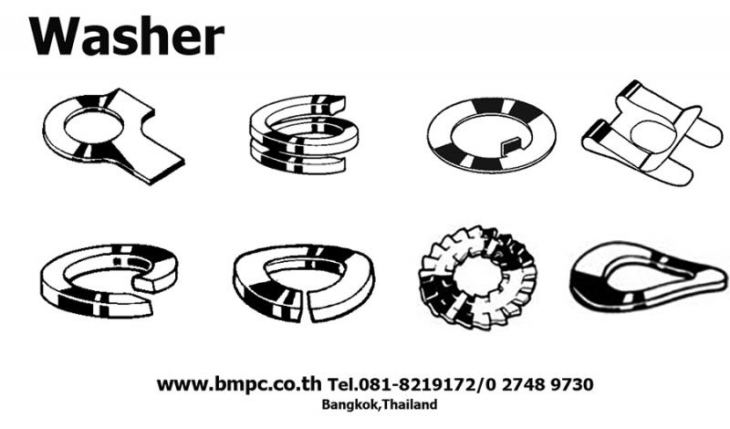 Spring lock washer, Curved washer, Locking edge washer, Toothed  washer, Locking Disc spring, Contact washer, Tab washer, Retaining ring , E Ring, Snap ring, Fixing washer , Safety washer