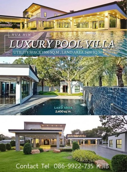 Luxurious vacation pool villa house, Hua Hin, Thailand For rent 400,000 / motor For sale 49,900,000 million baht(Accept payment in baht and all types of BTC, ETH, BNB, USDT crypto)Nearby places  Near Hua Hin 2 Hospital  Near the Beach 4.2 kilometers  Near Wang Klai Kang Won Palace 4.8 kilometers  Near the airport 4 kilometers **Location: Soi Chonprathan 12, Hua Hin District.Land details: Land size 2400 sq m., usable area 1,500 sq m.The main building consists of 5 bedrooms, 6 bathrooms, 1 living room, 1 home theatre room, 1 office room, 1 relaxation room, and a rooftop where parties can be held.Indoor parking for 6 cars2-storey multi-purpose building for banquetsReception building, 1 bedroom, 1 living room, pantry for preparing food.1 multi-purpose building, 8-sidedWith swimming poolFully decorated, able to move in immediately.The area is divided into proportions.  A fully enclosed fence provides high privacy.Full Review Clip https://youtu.be/tST5eerQmMY?si=pzIq1GZTzNIks6wdFirst locatio