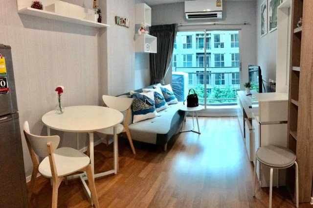 Lumpini Place Bangna Km3 1 Bedroom for Rent 4th FloorLocation: Lumpini Place Bangna Km.3, Bang Na Nuea, Bangkok. Behind Central BangnaContact Aekachai (Aui)T. 089-799-5598Line ID : @auiauiaui001 (add @ in front)Room Details- 1 Bedroom 1 Bathroom- Size 26.8 sq.m.- Building A 4th Floor- Laminate flooring, UV curtains with heat protection film- Bed with headboard and 5 ft mattress, bedding set- Mirror wardrobe, 3 seat sofa, dining table with 2 chairs, shoe cabinet, dressing table- 2 Mitsubishi air conditioners, water heater, Sharp TV- Microwave, 2 door refrigerator, washing machineRental- 9,000 THB per month including common area fee- Minimum contract 1 year- Deposit 2 months and 1 month advance rentNearby- Central Bangna- Bangna Trad RoadProject Facilities- Swimming pool- Fitness center- Kids play area- Garden- Covered parking- CCTV and 24 hour security